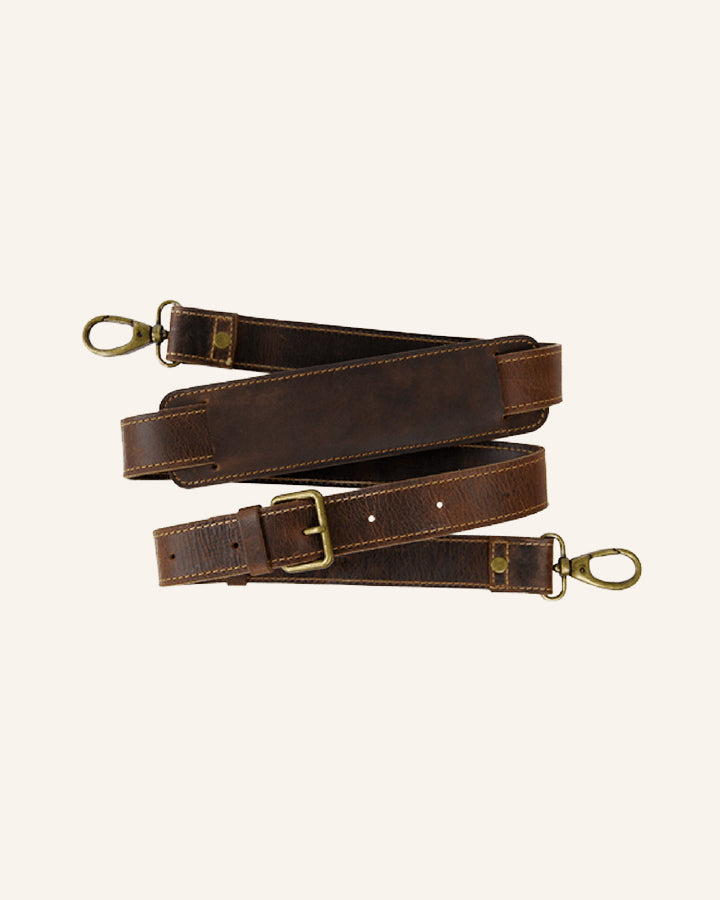 Buckle & Seam Leather Shoulder Strap Schulterriemen Leder braun