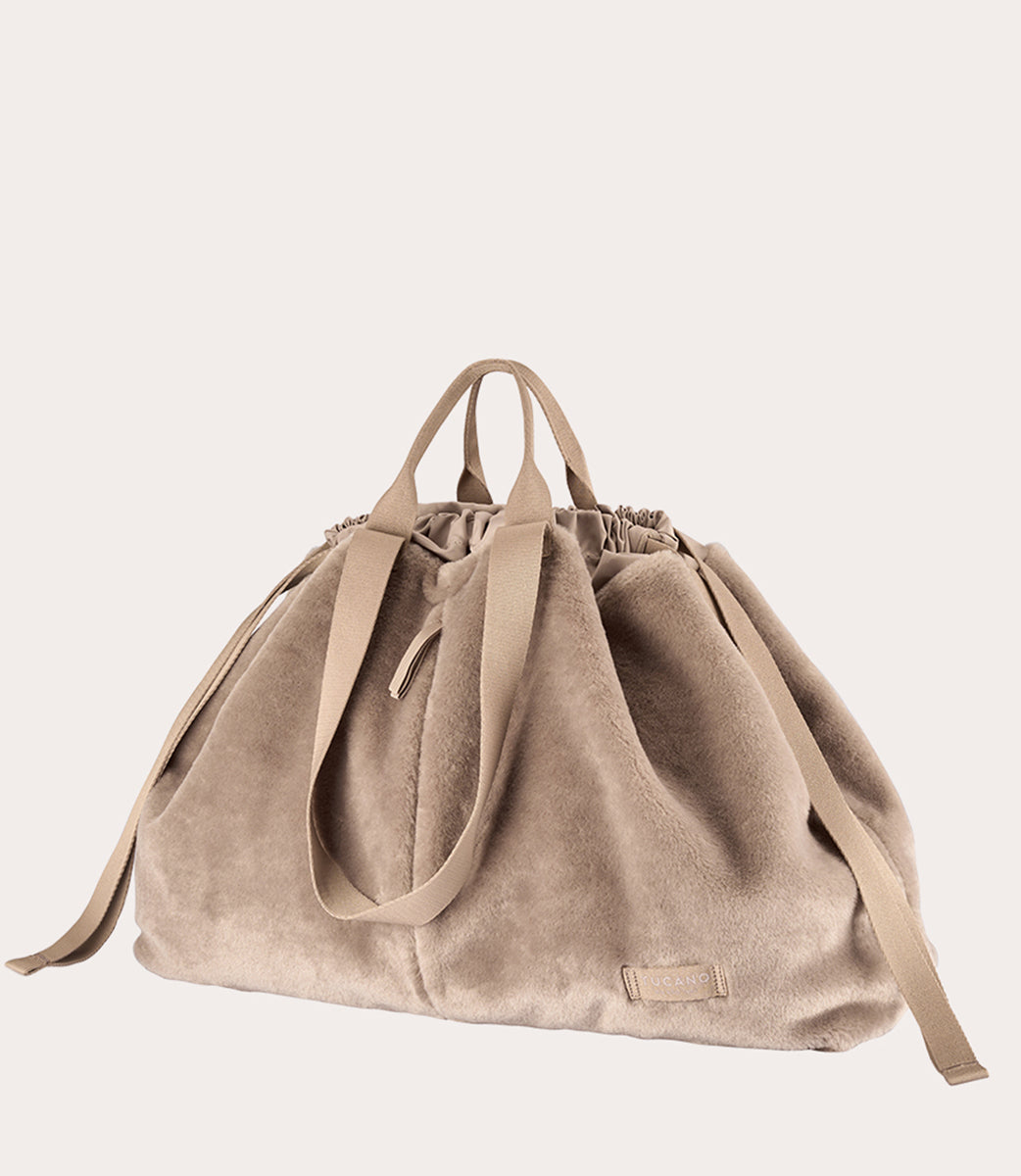 Tucano Carry Fur Large Weekender Hellbraun Kunstfell