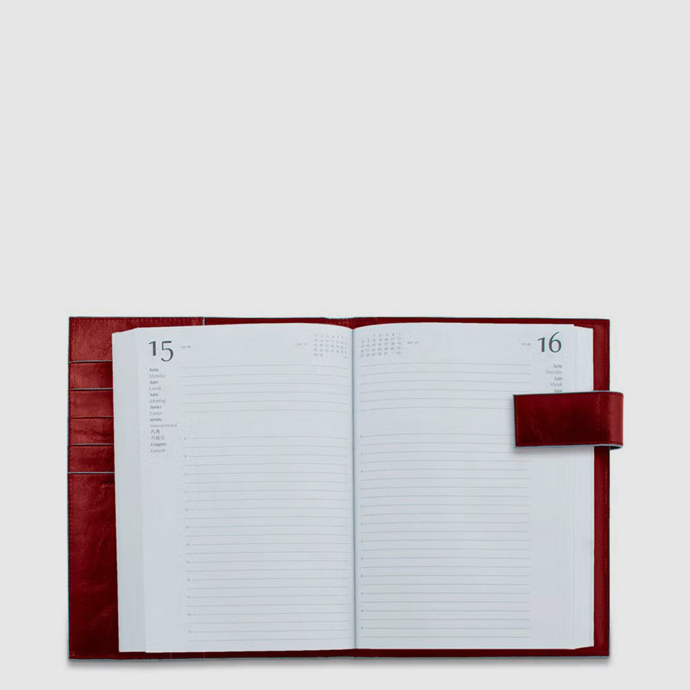 Piquadro Blue Square Agenda Tageskalender Leder Braun Stift