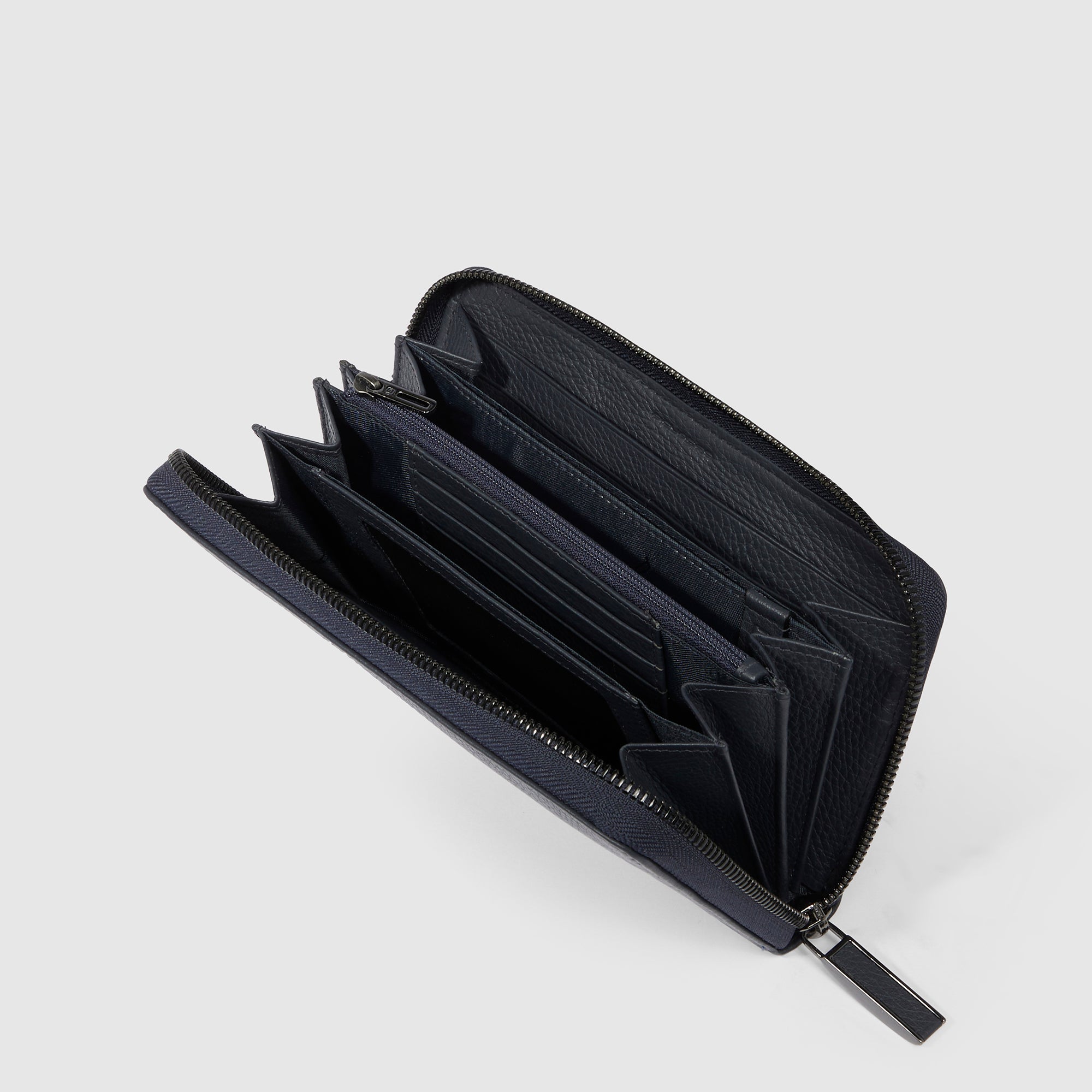 Piquadro Materia Damen Geldbörse Groß Schwarz Leder RFID