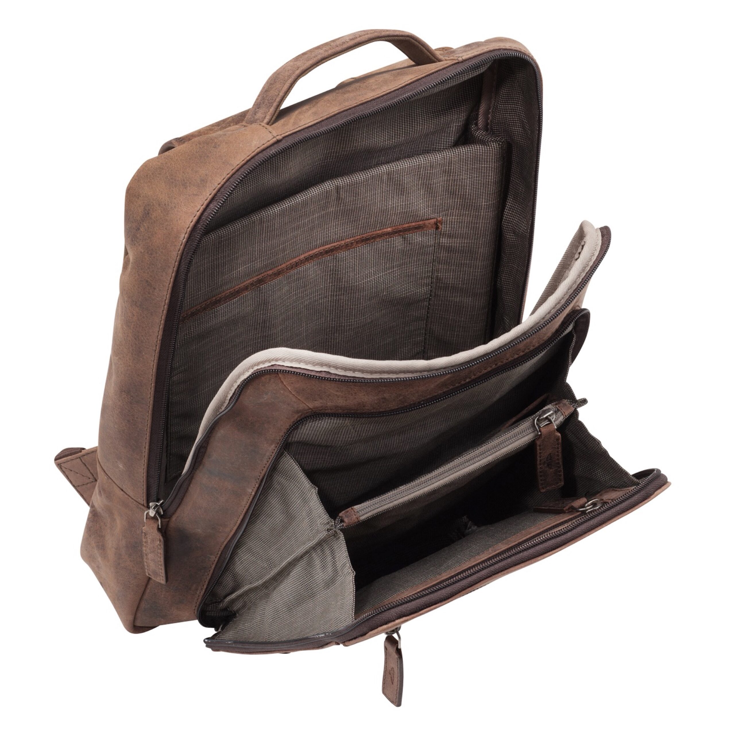Lightpak Jester Business Rucksack braun 15,6 Zoll Leder