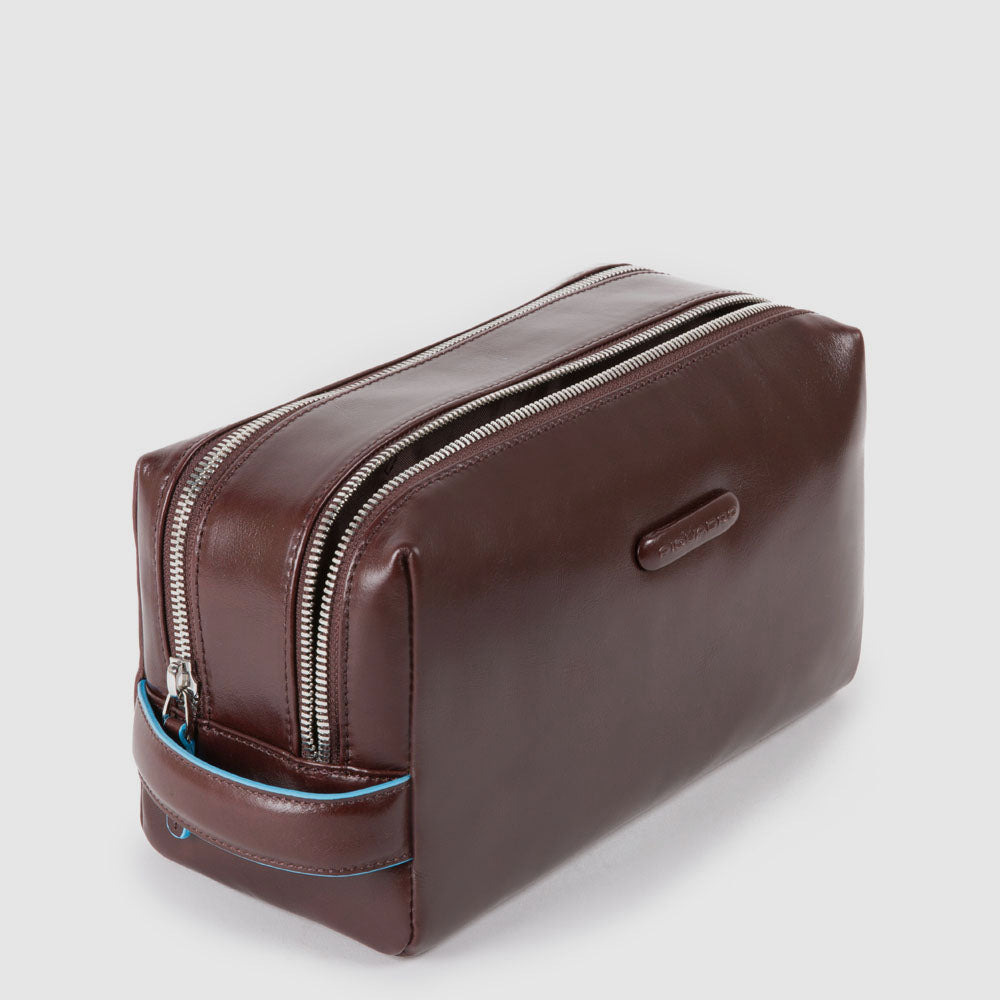 Piquadro PQ-Light Beauty Case Leder Herren 2 Fächer schwarz