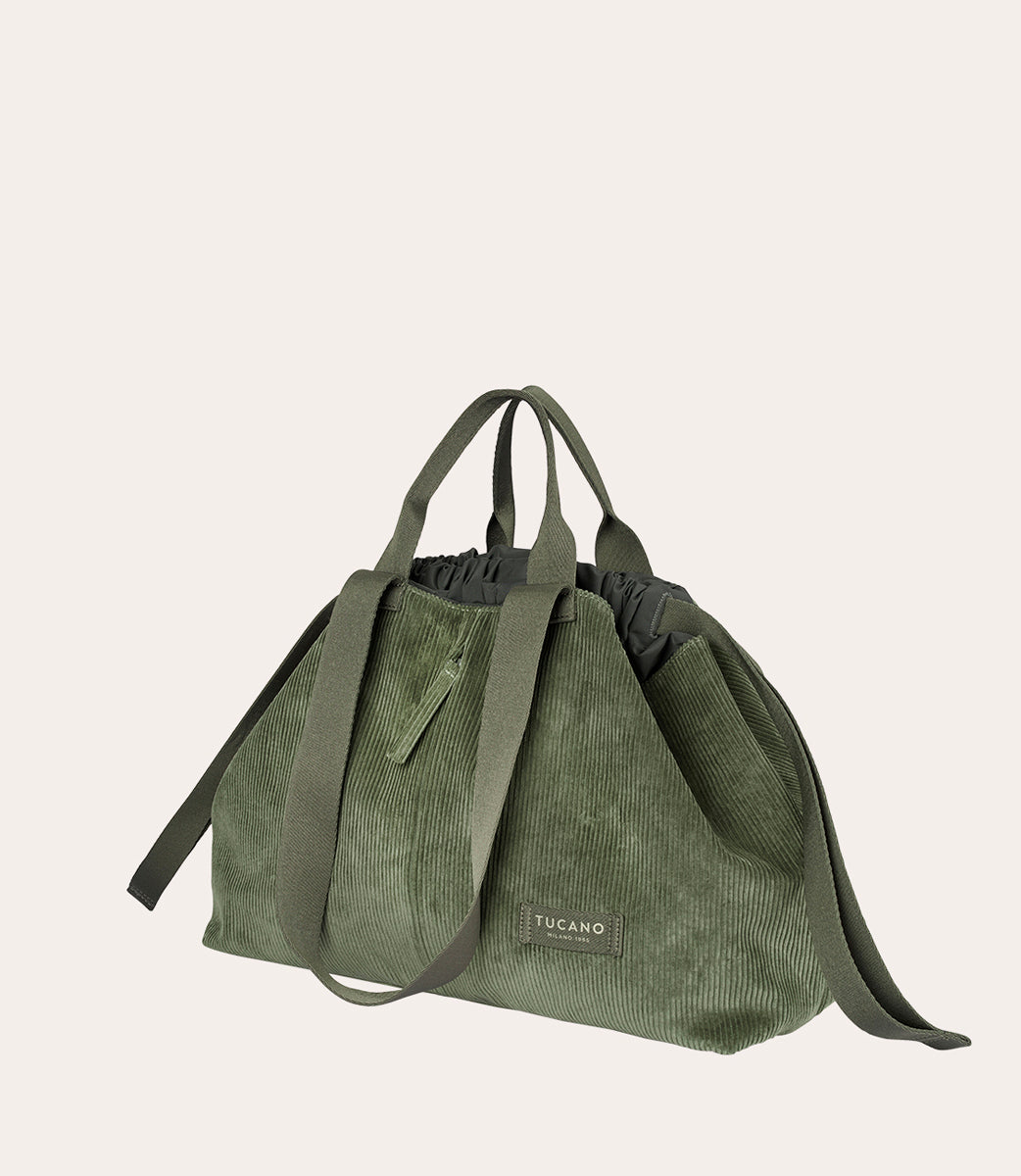 Tucano Carry Corduroy Medium Shopper Grün Samt
