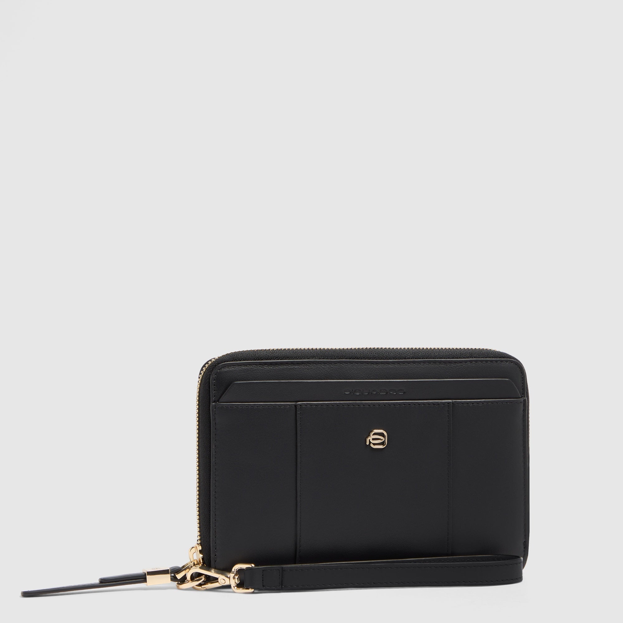 Piquadro Blue Square Reisepasshülle Leder schwarz mit Reissverschluss