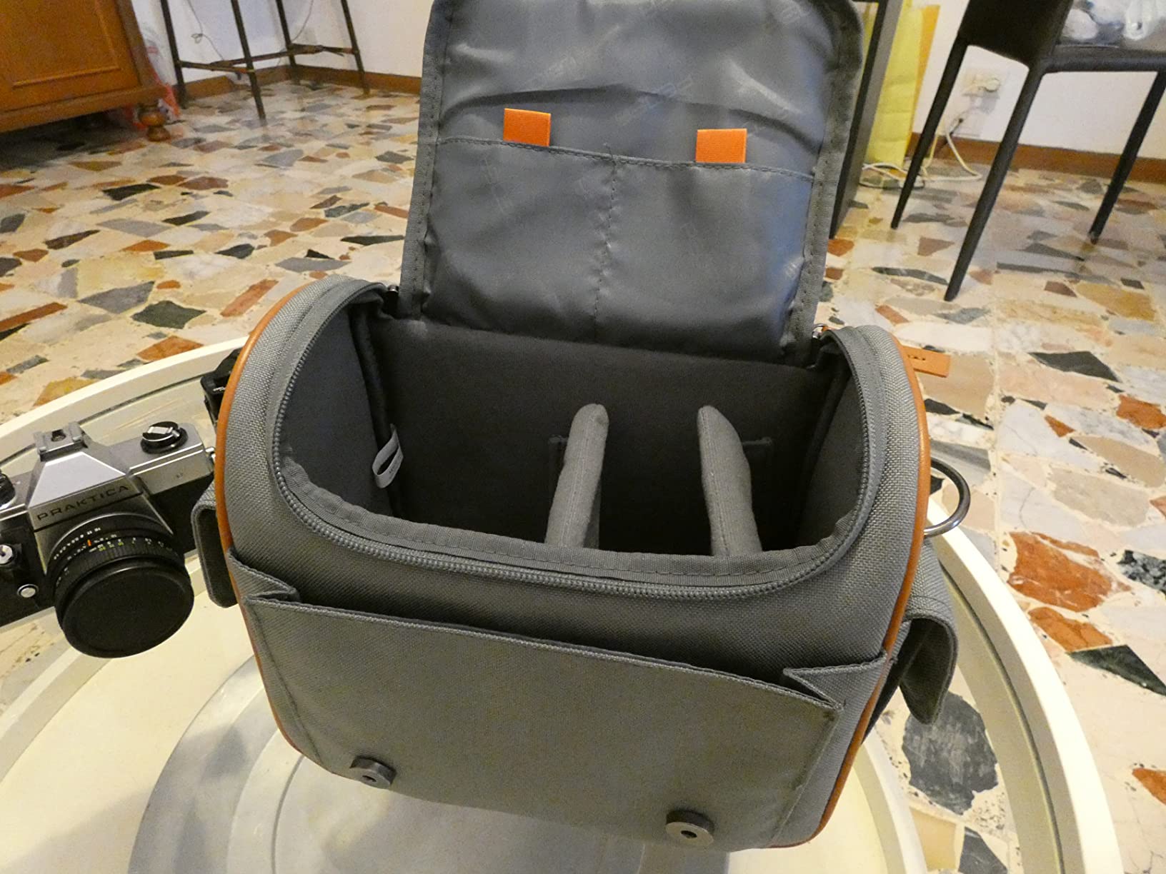 Pedea Vintage Kameratasche XL Schwarz DSLR Systemkamera Tasche