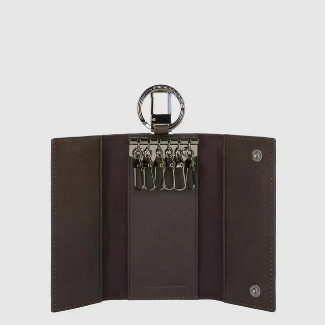 Piquadro Blue Square Schlüsselmappe Leder schwarz 6 Haken