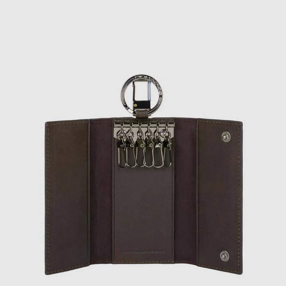 Piquadro Blue Square Schlüsselmappe Leder schwarz 6 Haken