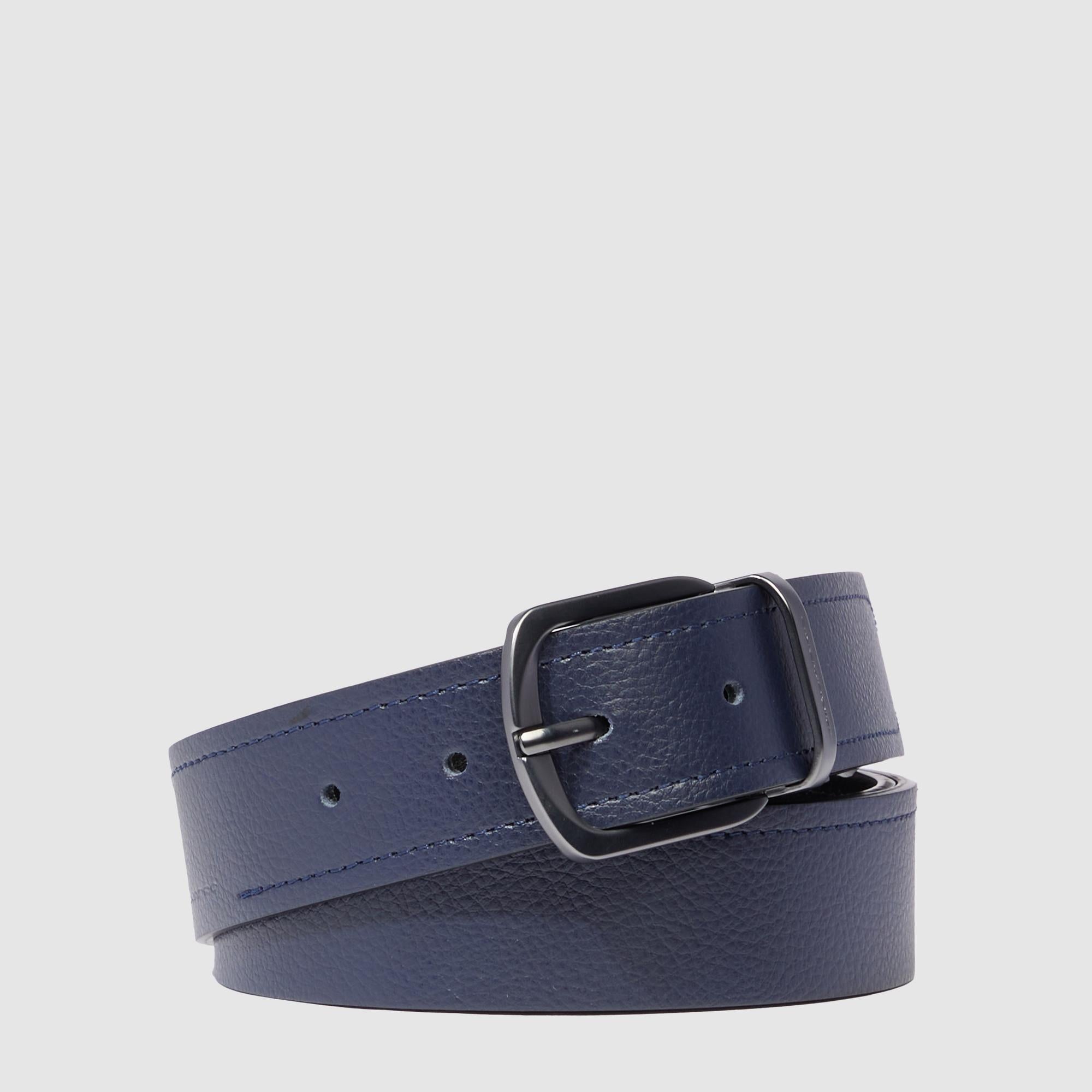 Piquadro Blue Square Gürtel Herren Blau Leder Dornschließe