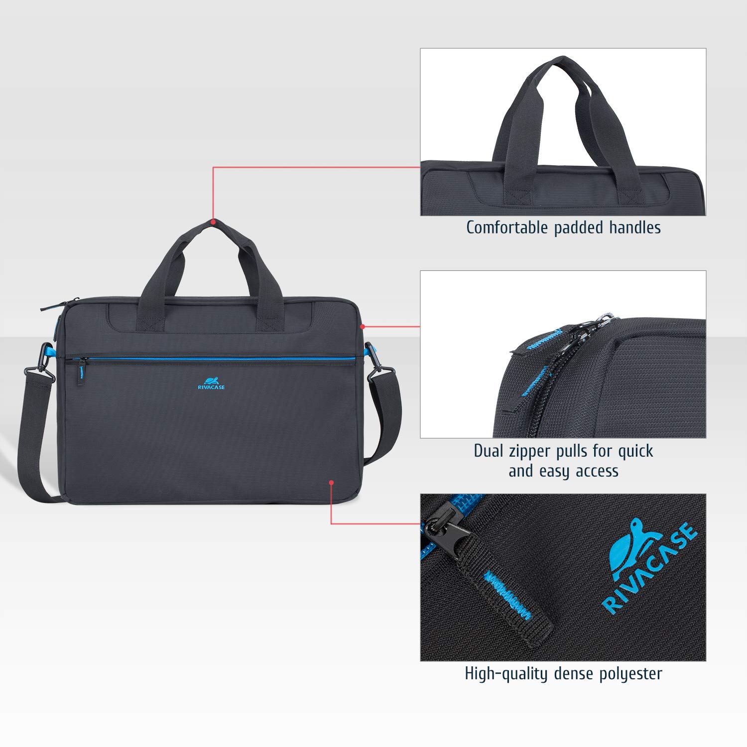 RIVACASE Tiergarten Laptoptasche 16 Zoll Schwarz