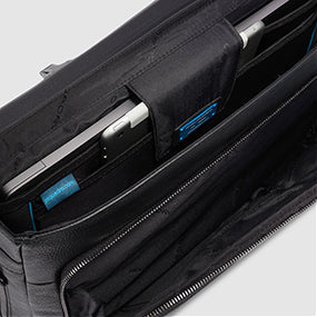 Piquadro Modus Aktentasche 15,6 Zoll schwarz Leder erweiterbar