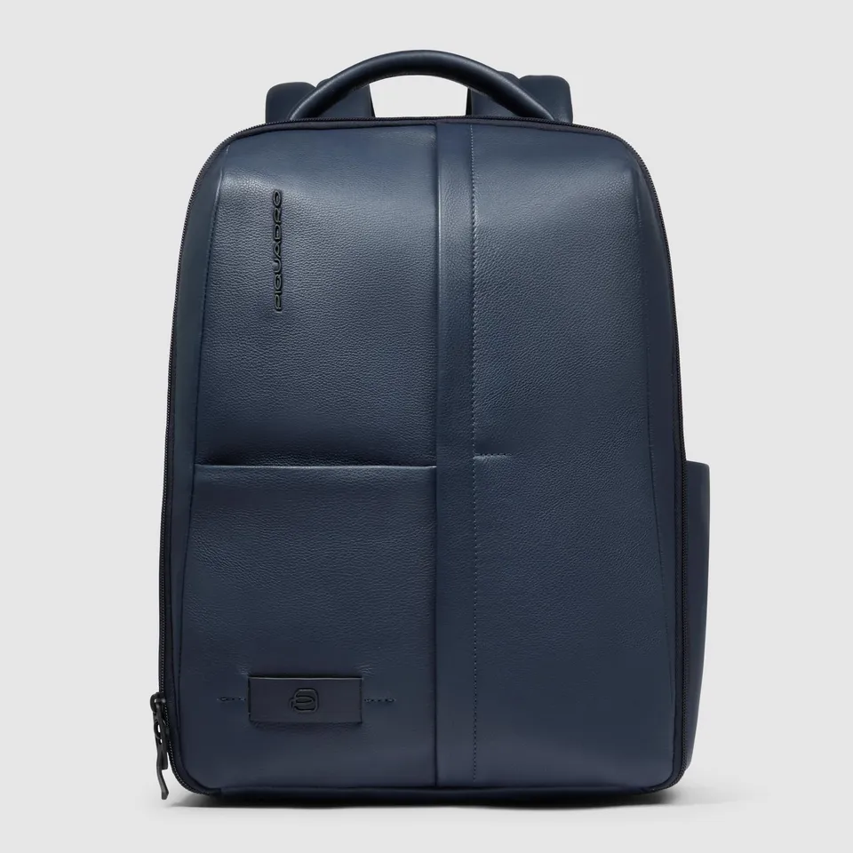 Piquadro Black Square Laptop Rucksack 14 Zoll Blau Leder