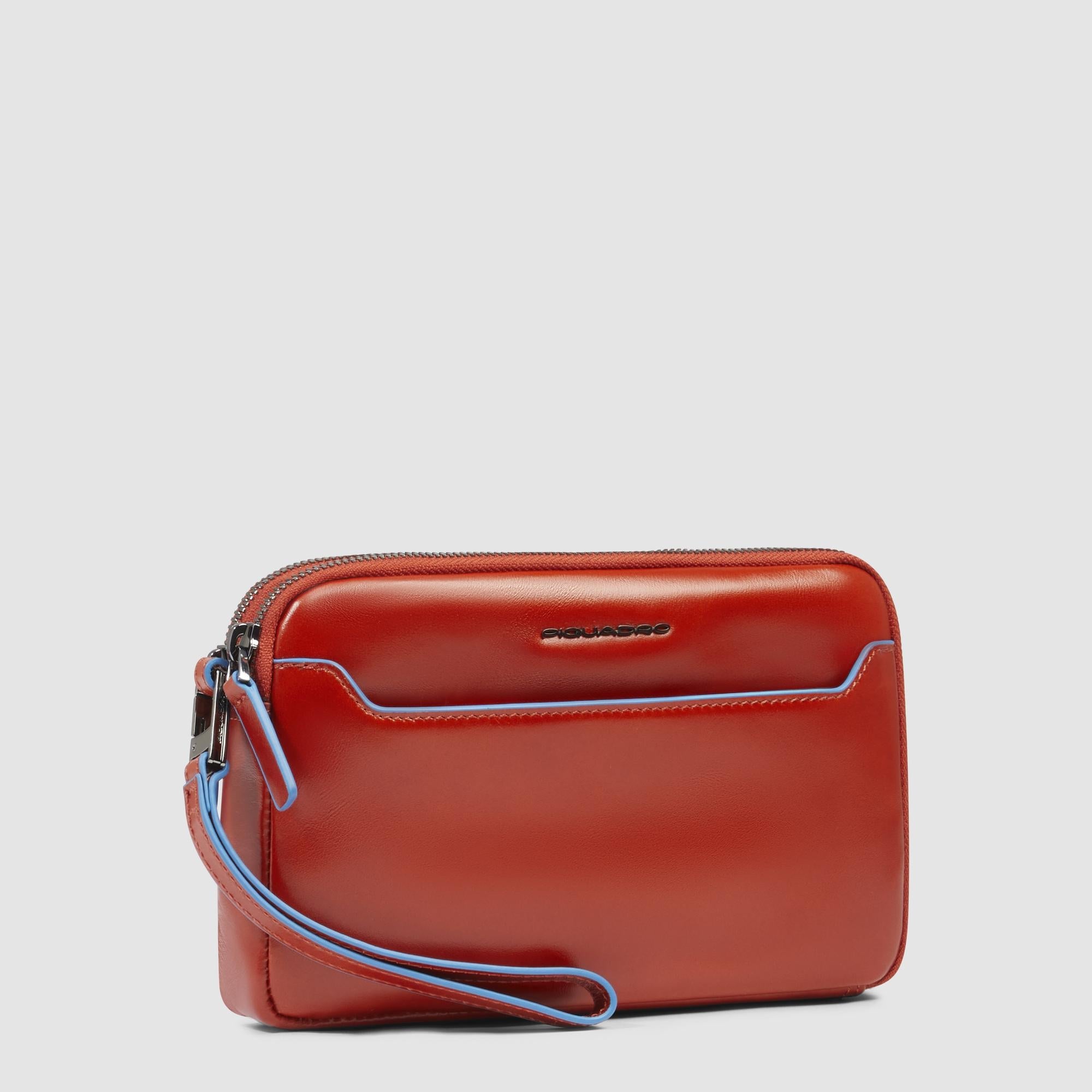 Piquadro Modus Pochette Herren Leder Blau 3 Fächer RFID