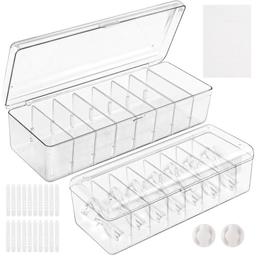 ARVOK Kabel Organizer Box 2er-Set Transparent mit Deckel