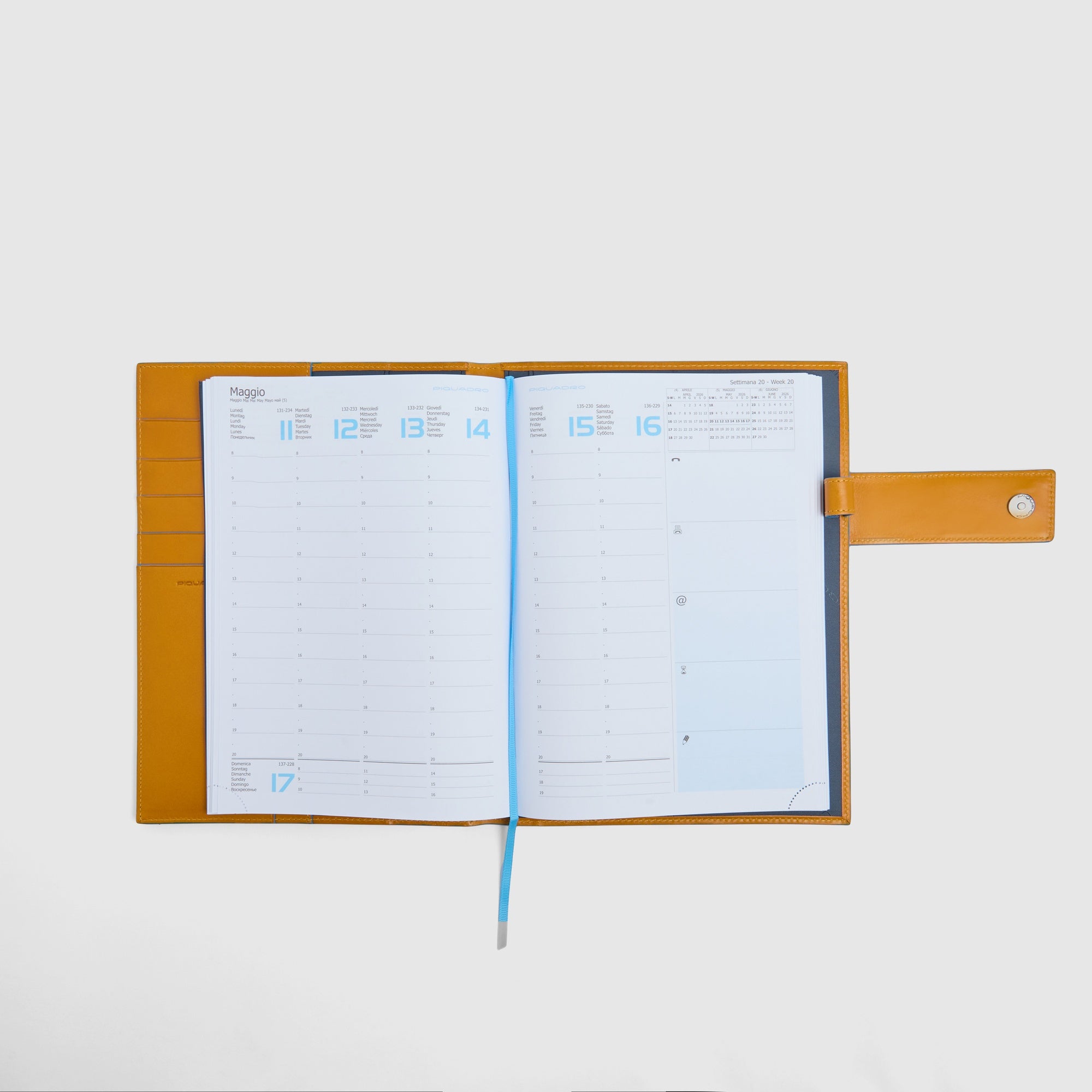 Piquadro Blue Square Wochenkalender Leder Stifthalter Schwarz