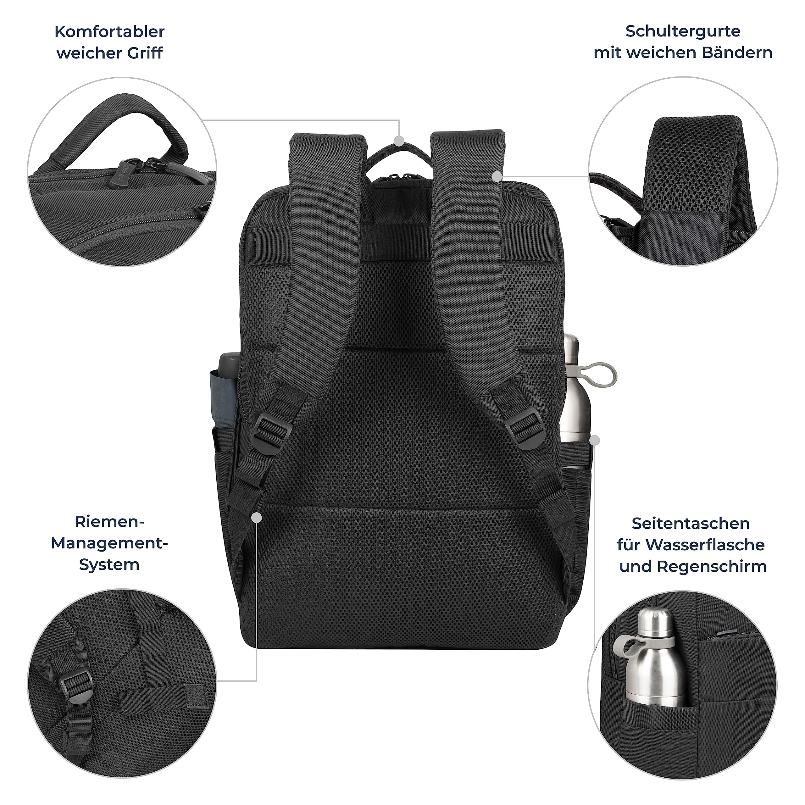 RIVACASE Cardiff Laptop Rucksack 17,3 Zoll 22L Schwarz