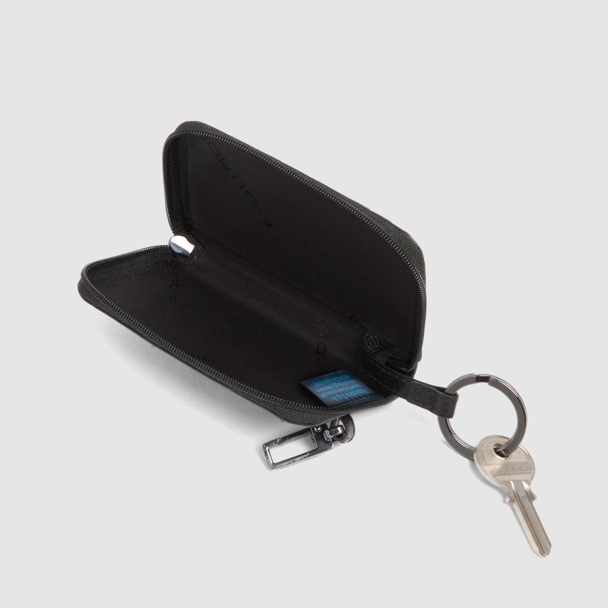Piquadro Black Square Schlüsseletui Leder schwarz Kartenfach