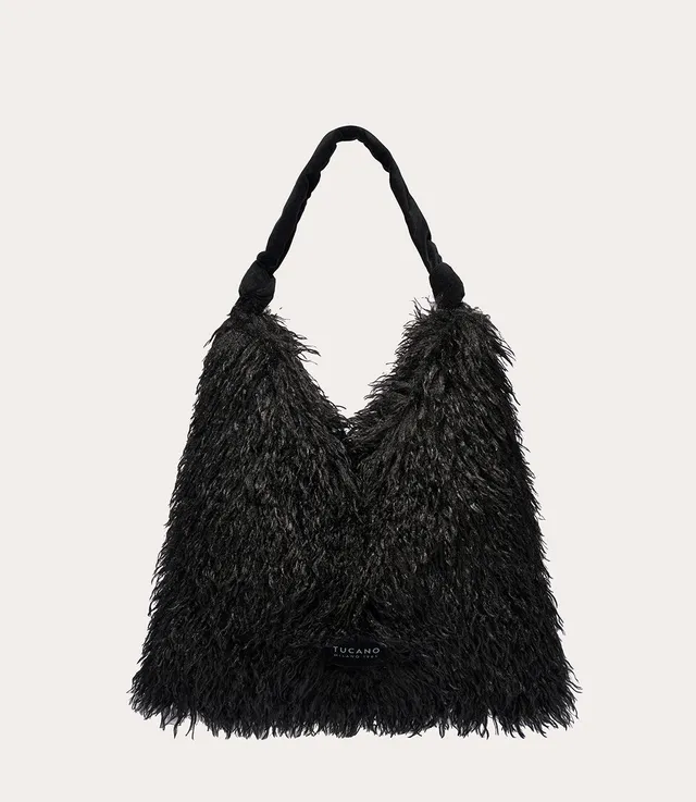 Tucano Mongolian Tote Schwarz Kunstfell Shopper