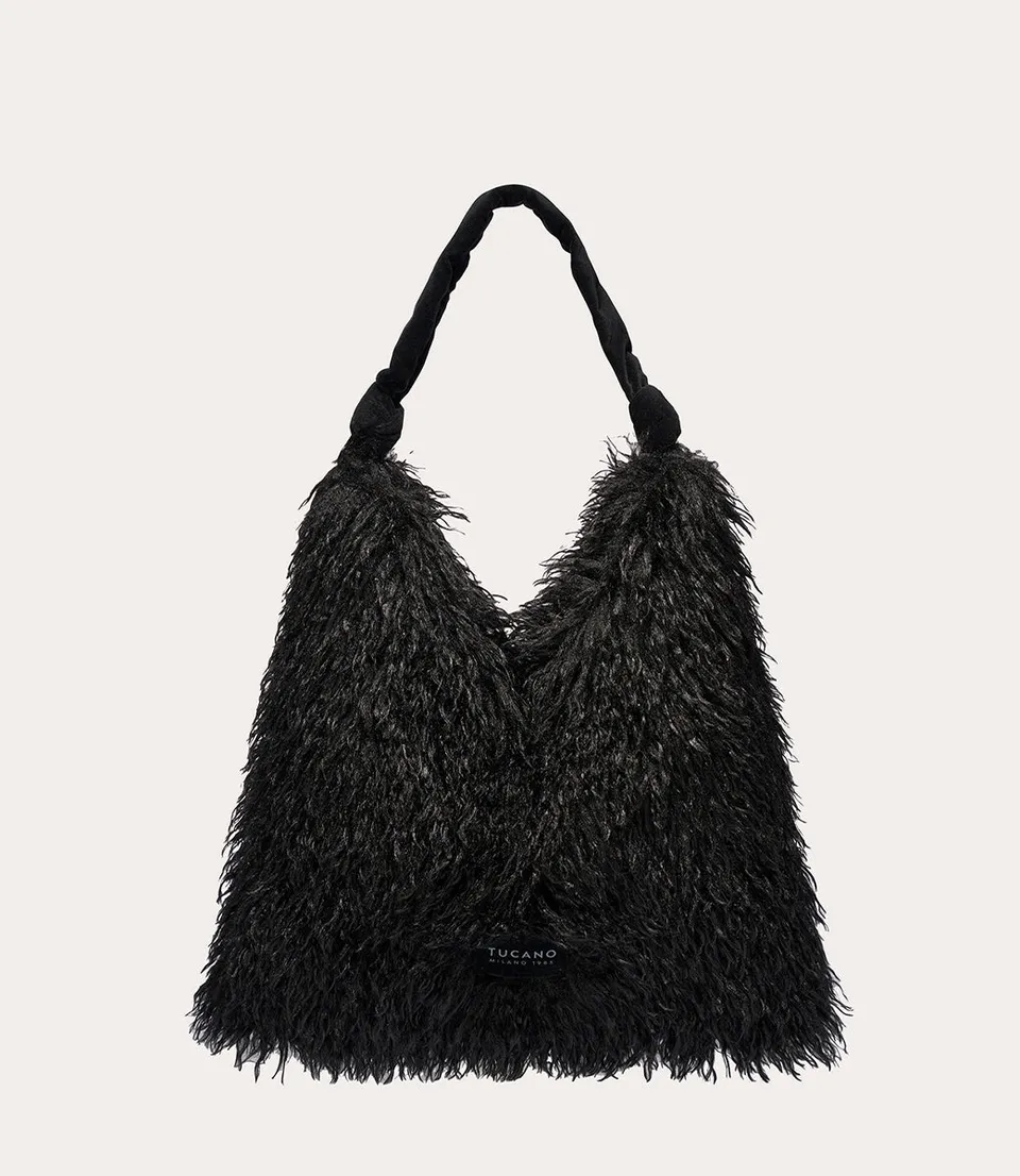 Tucano Mongolian Tote Schwarz Kunstfell Shopper