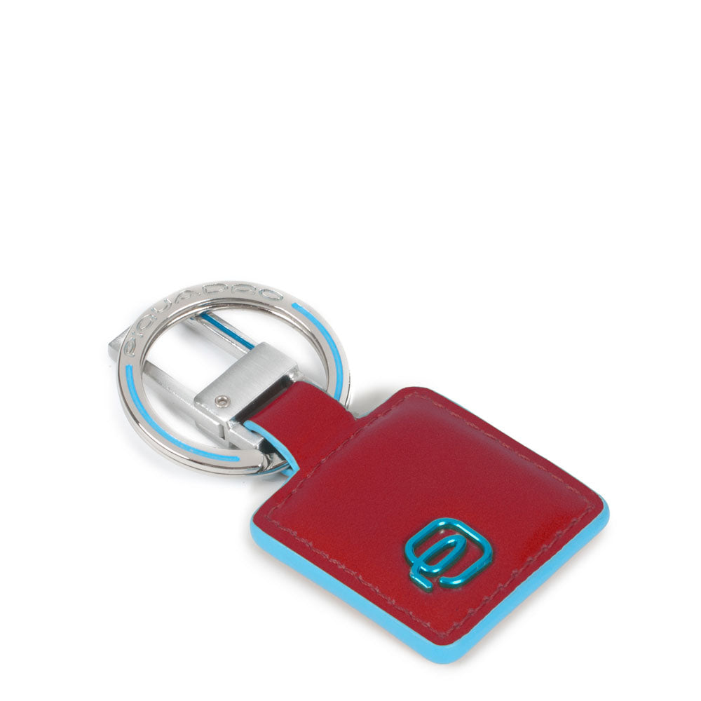 Piquadro Blue Square Schlüsselanhänger Leder quadratisch Blau