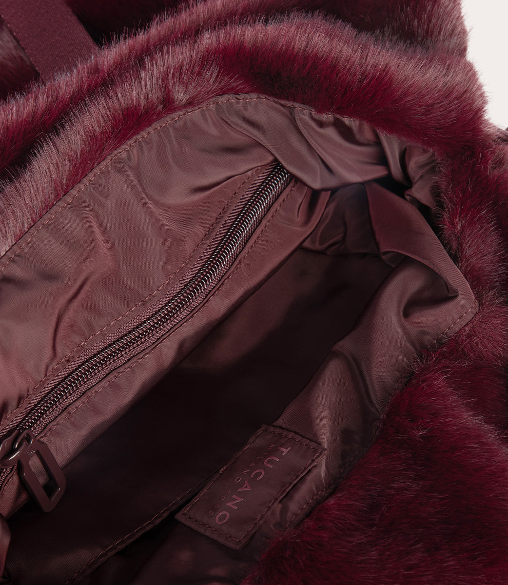 Tucano Nina Fur Shopper Laptoptasche bordeaux Kunstfell