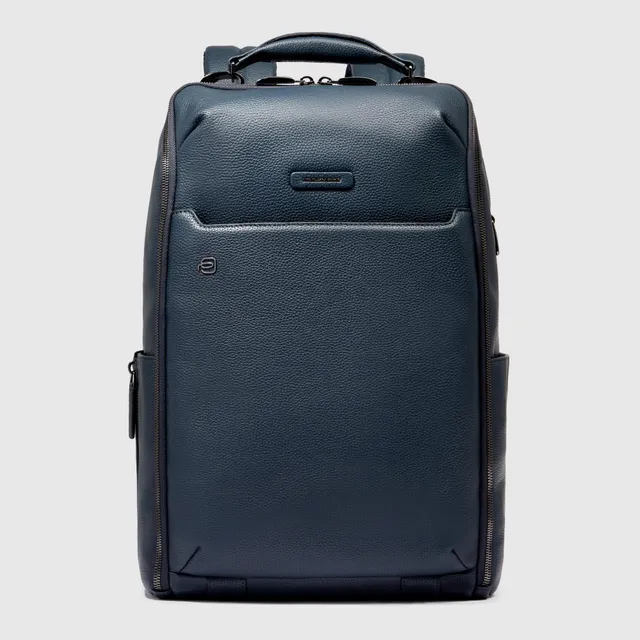 Piquadro Blue Square Rucksack 14 Zoll Leder Blau Laptop