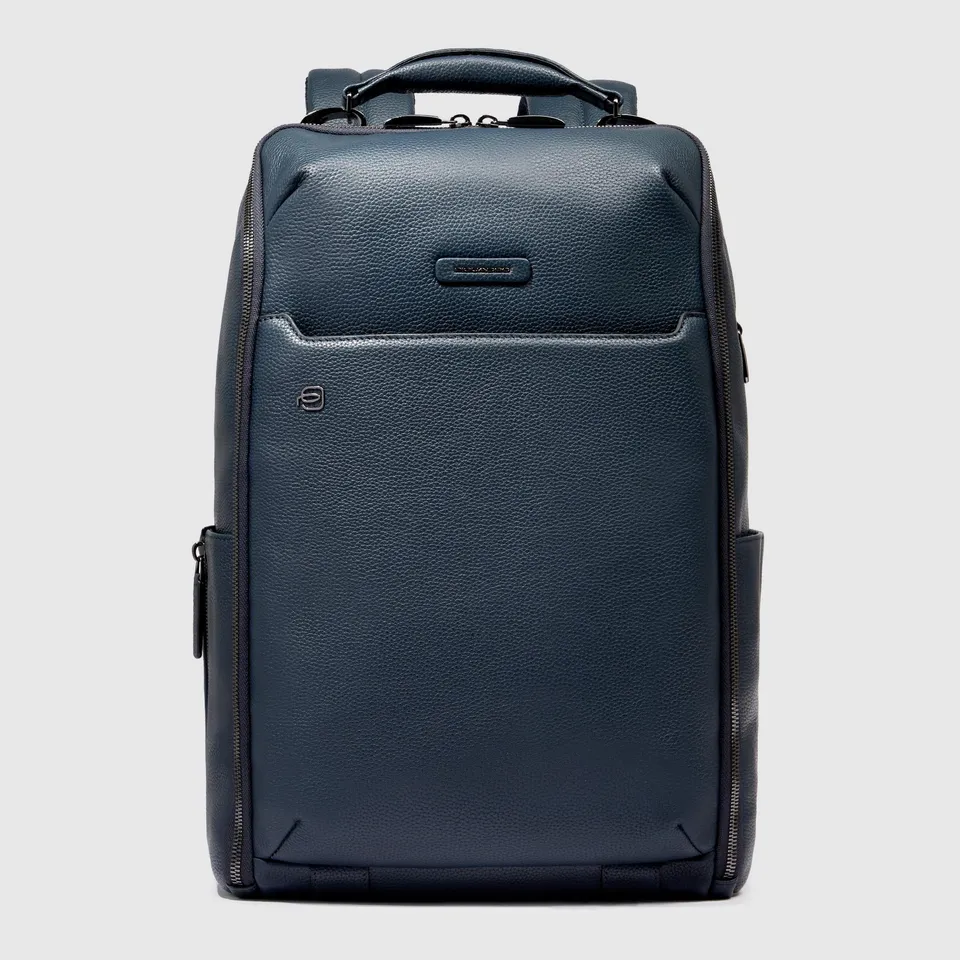 Piquadro Blue Square Rucksack 14 Zoll Leder Blau Laptop