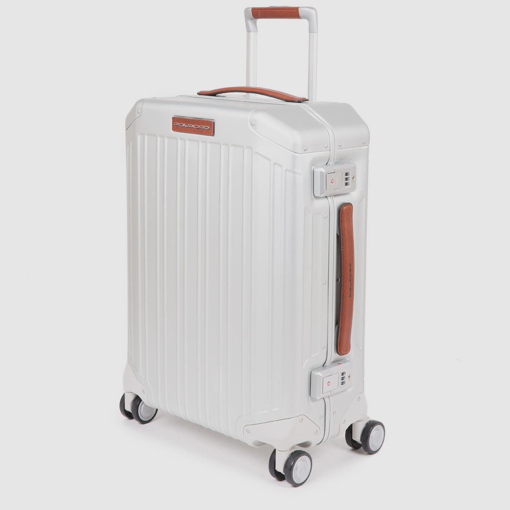 Piquadro PQLM Alu-Trolley 4 Rollen grau Handgepäck