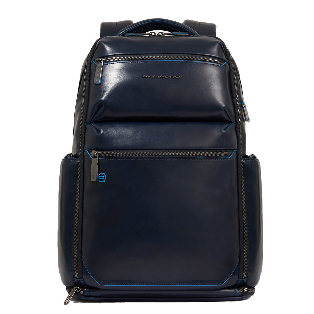 Piquadro Blue Square Rucksack 15,6 Zoll Leder Cognac