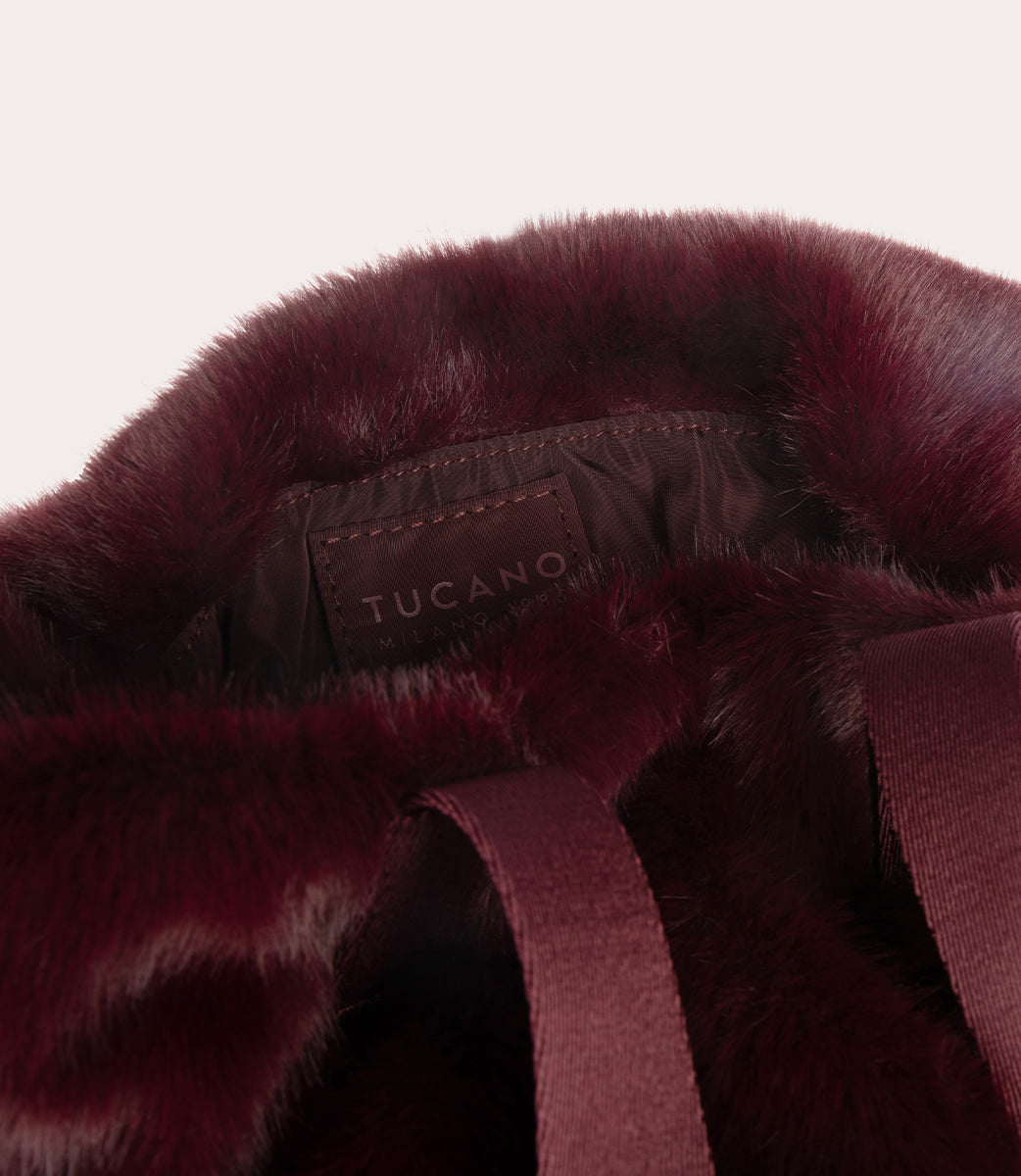 Tucano Nina Fur Shopper Laptoptasche bordeaux Kunstfell
