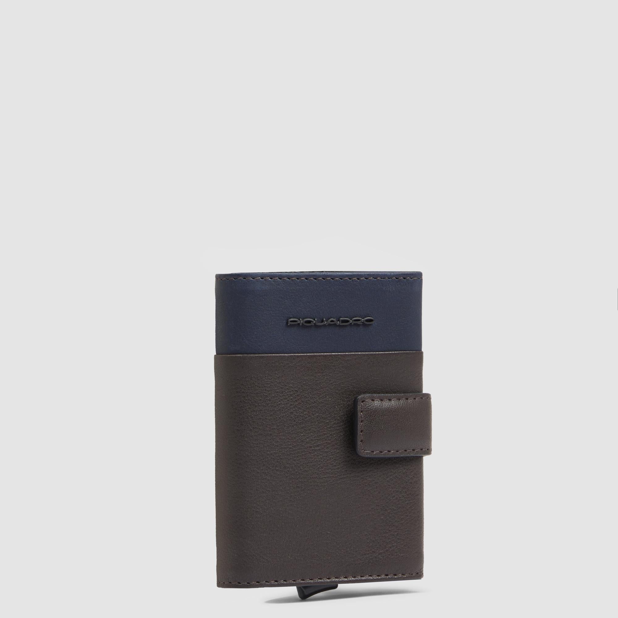 Piquadro Black Square Automatik Kartenetui BLUTM Leder RFID