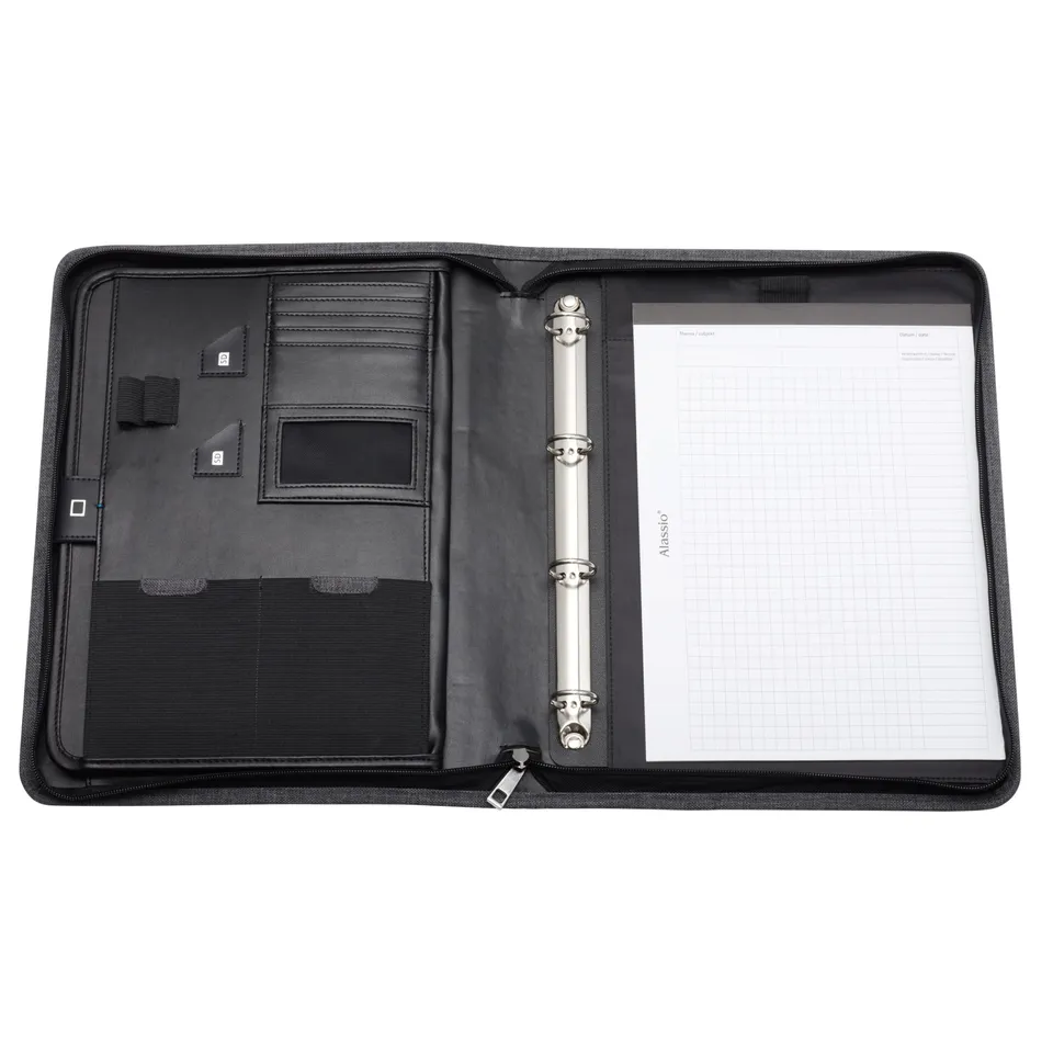 Lightpak Lazio Orgamappe A4 Schreibmappe Grau Polyester Ringmechanik