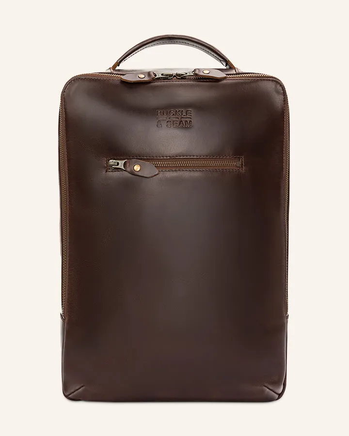 Buckle & Seam Leon Rucksack Leder braun 13,5 L 15 Zoll
