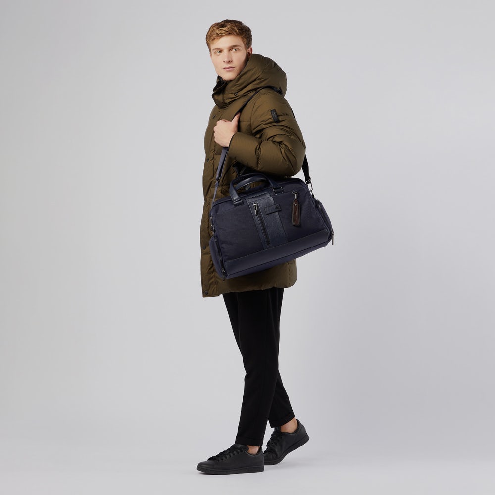 Piquadro Corner 2.0 Borsone Reisetasche blau Recycling-Stoff