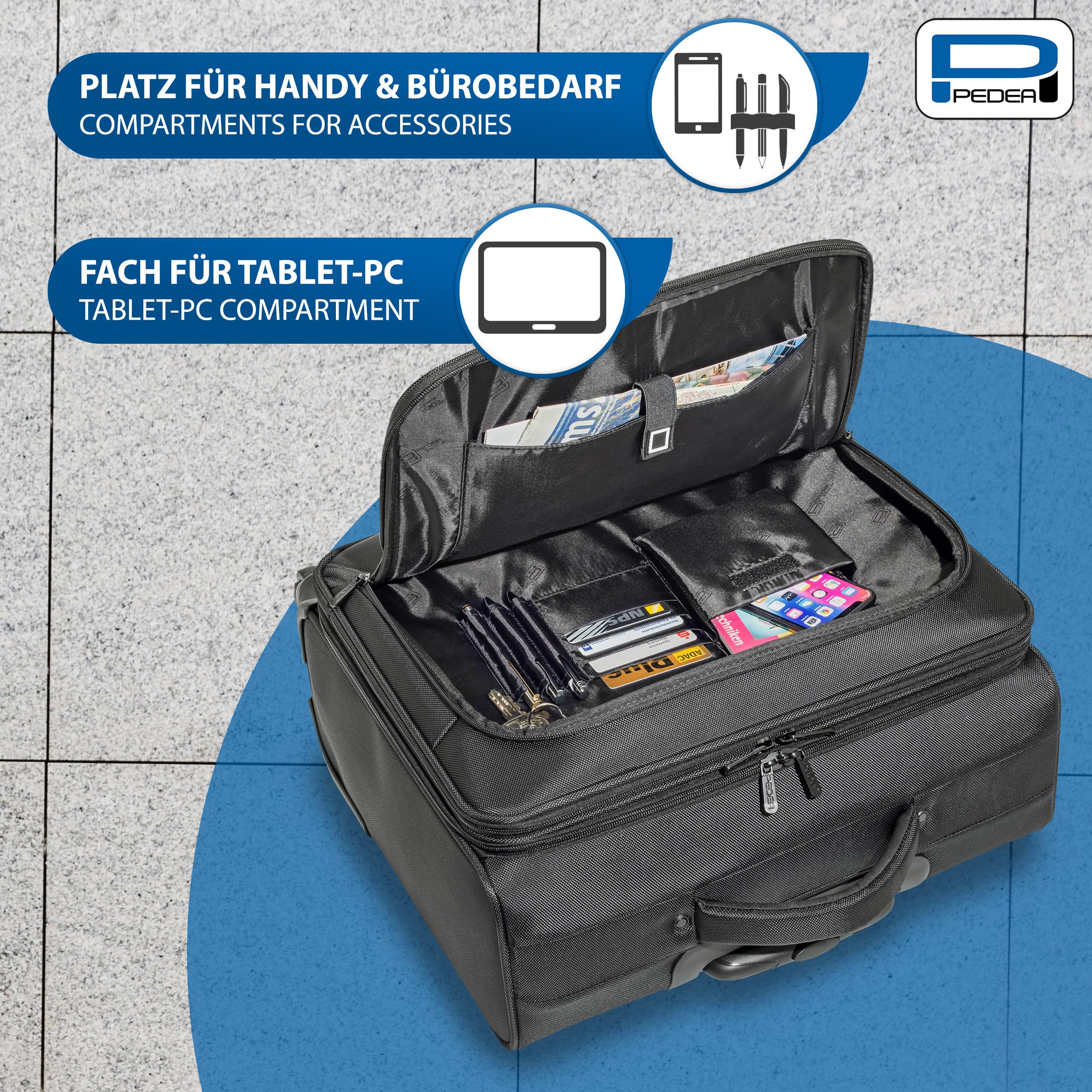 PEDEA Premium Plus Laptop-Trolley 17,3 Zoll Rollkoffer Schwarz
