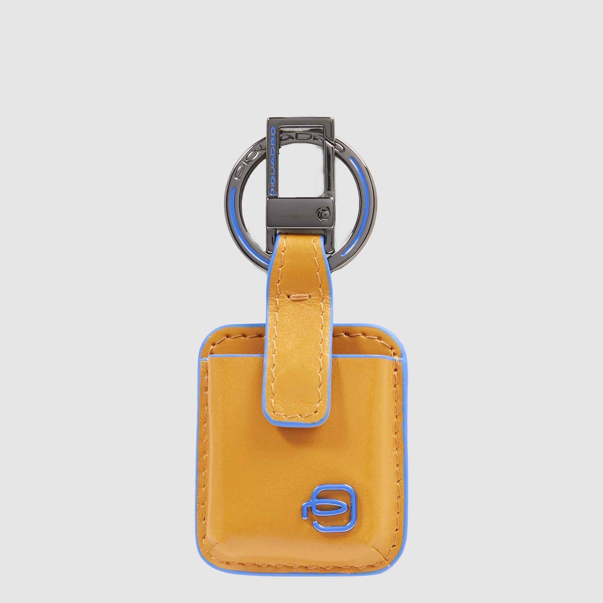 Piquadro Connequ Schlüsselanhänger Leder Schwarz Karabiner