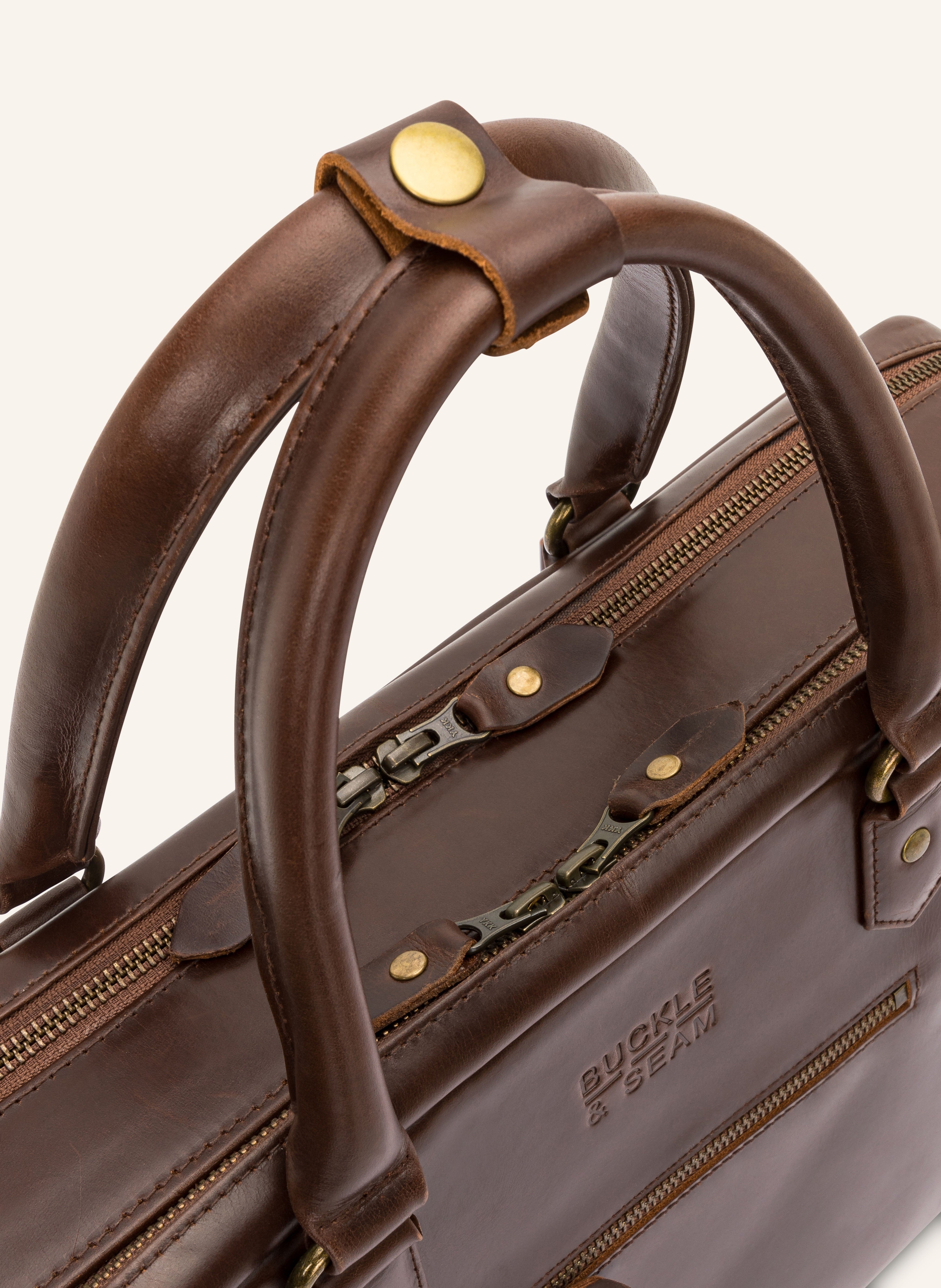 Buckle & Seam Albert XL Briefcase Aktentasche Braun 15 Zoll
