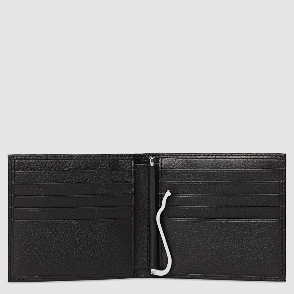 Piquadro Blue Square Herren-Geldbörse Schwarz Leder Dokumentenfach