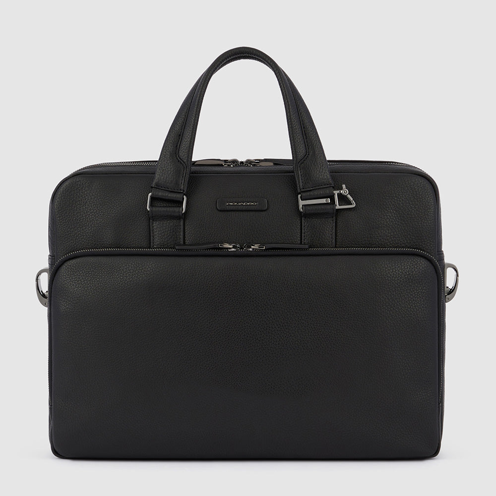 Piquadro Modus Laptoptasche 15,6 Zoll Leder schwarz 2 Fächer