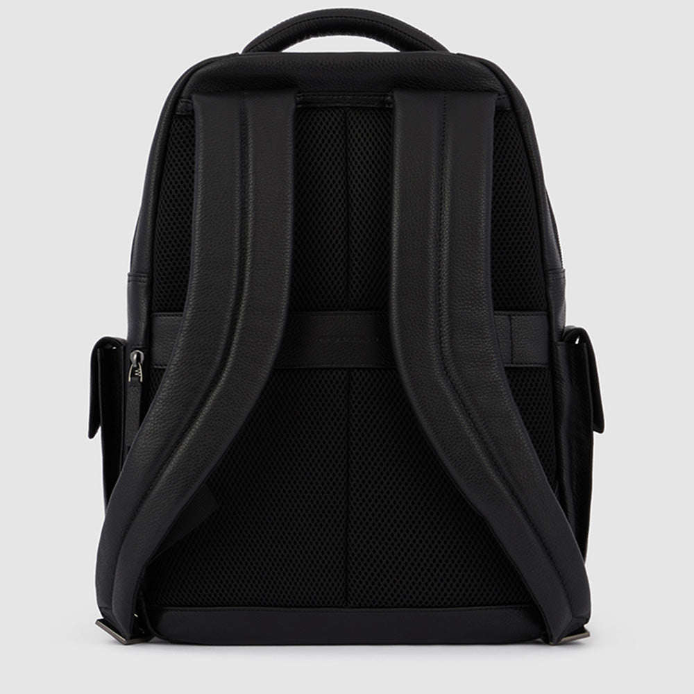 Piquadro Urban Rucksack Leder 15,6 Zoll Schwarz 3 Fächer
