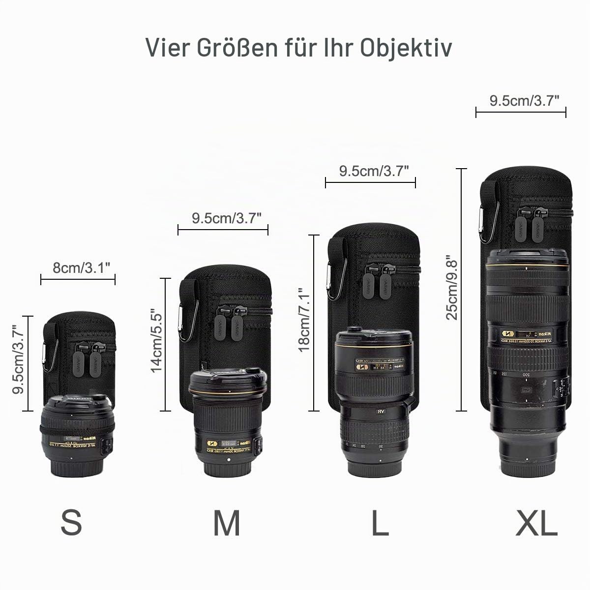 ARVOK Travel Accessories Objektivtasche 4er-Set Neopren S-XL