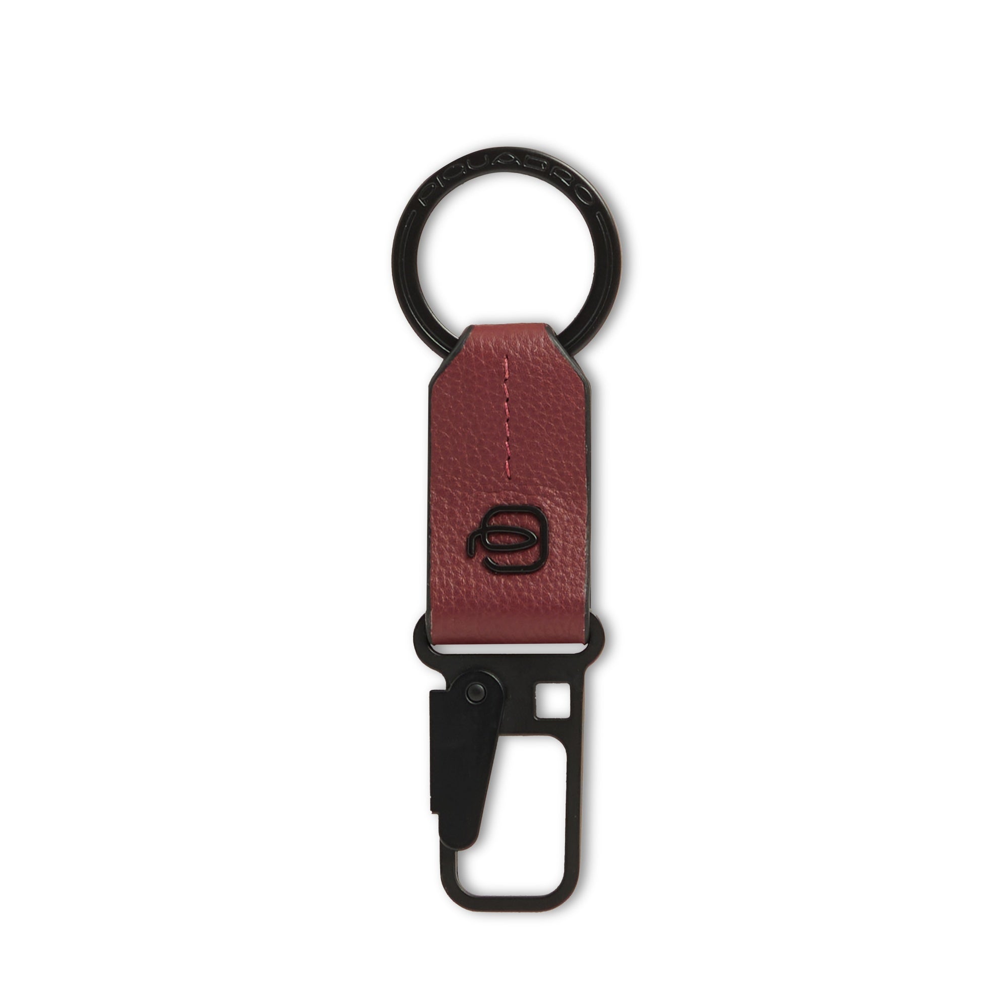 Piquadro Blue Square Schlüsselanhänger Leder Schwarz Karabiner