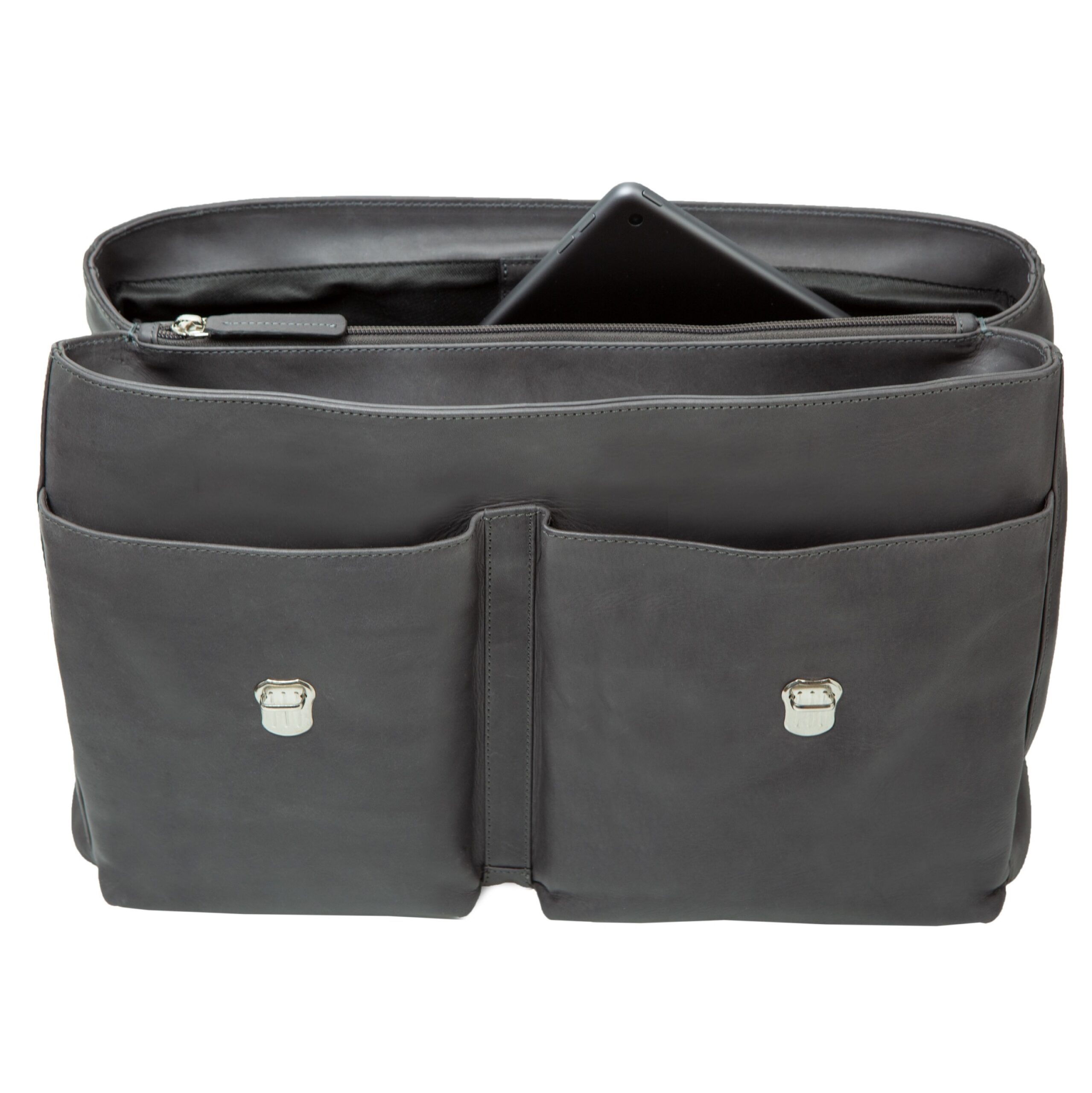 Lightpak District Businesstasche Leder Grau 41 cm Laptopfach