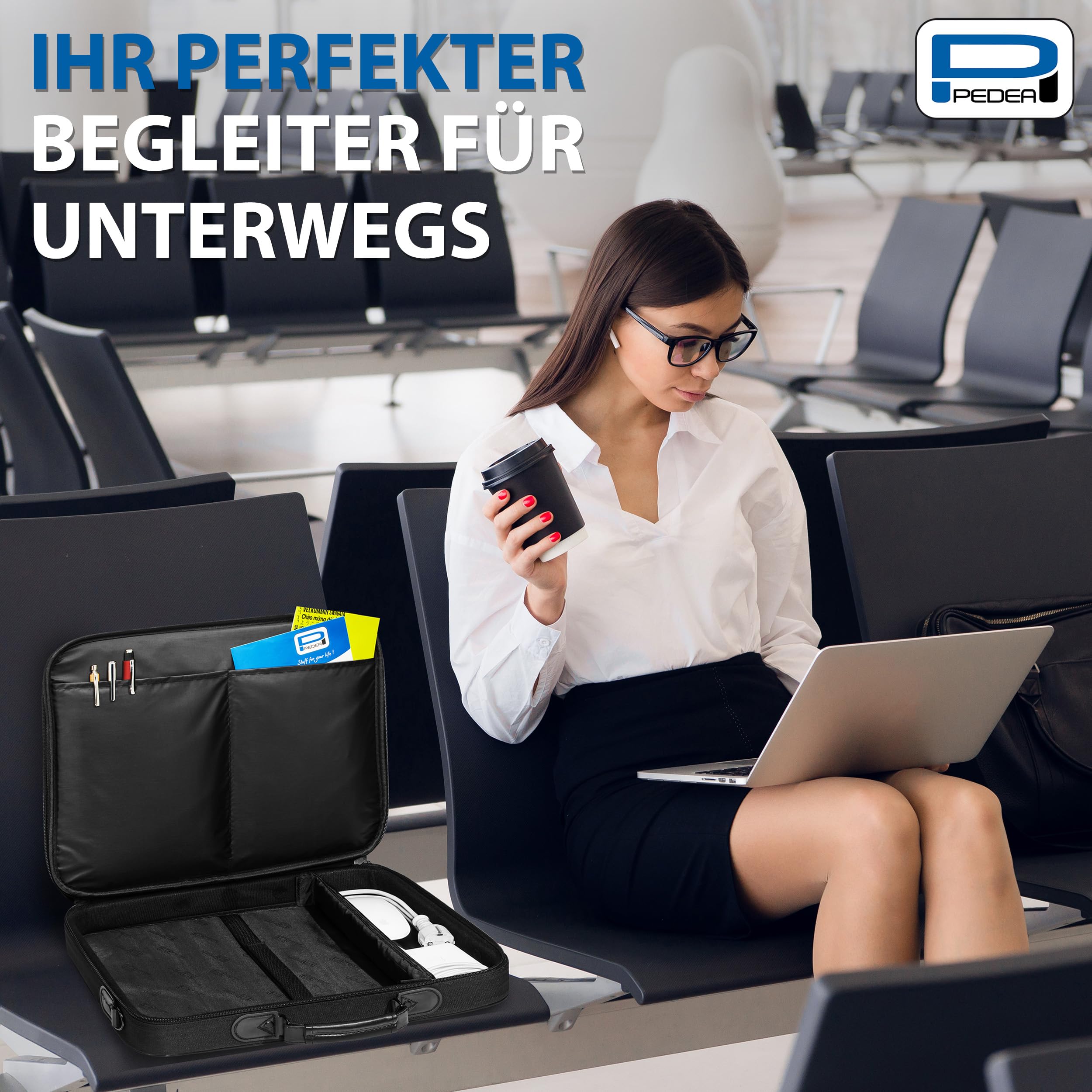 Pedea Fair 15,6 Zoll Laptoptasche schwarz Schultergurt