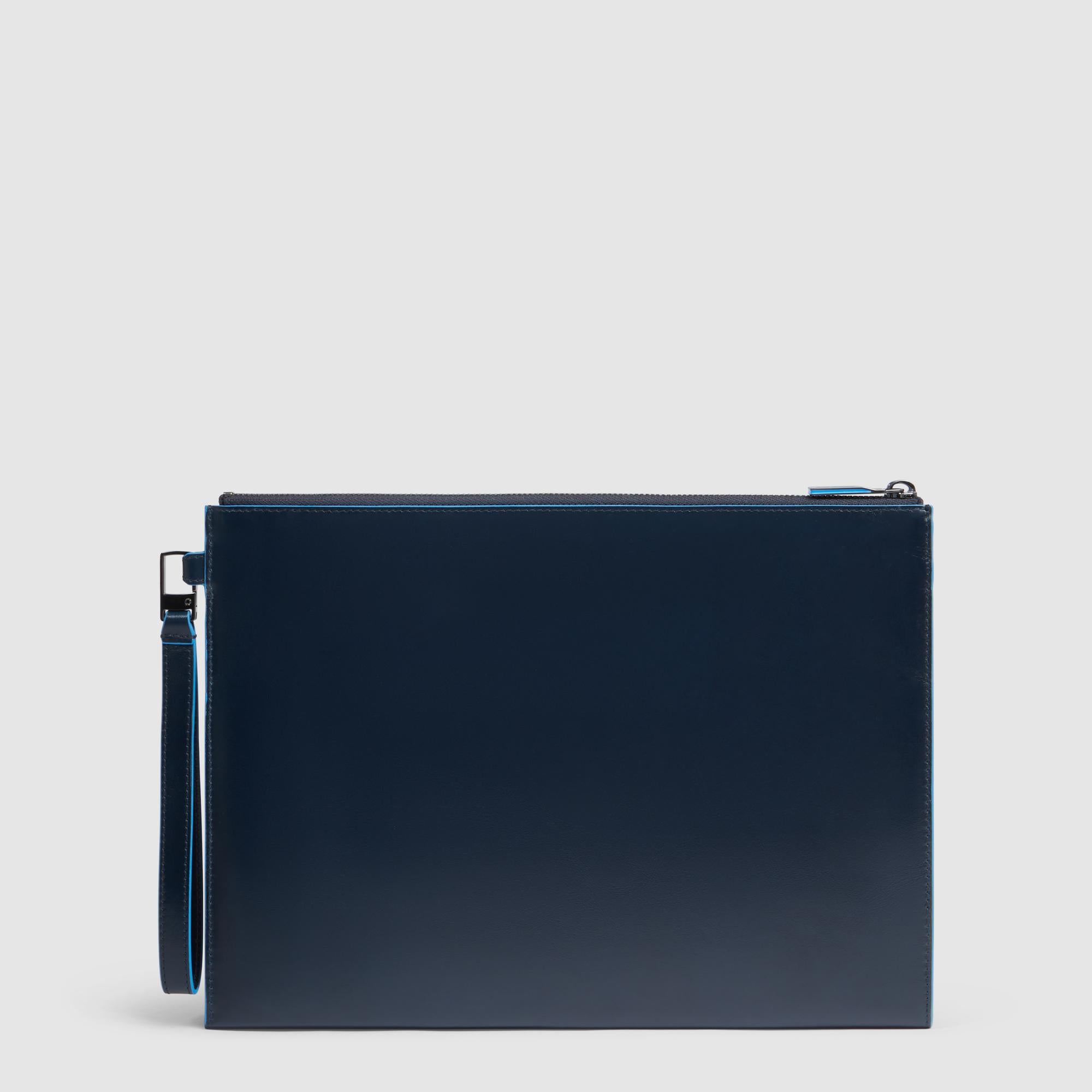 Piquadro Black Square Pochette Leder 11 Zoll Schwarz
