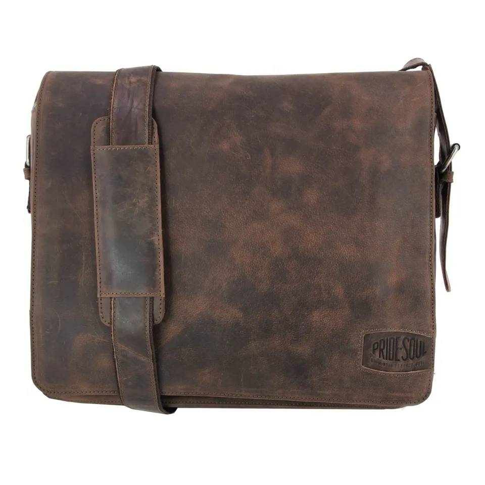 Lightpak Ben Umhängetasche Leder Braun Laptop 37 cm