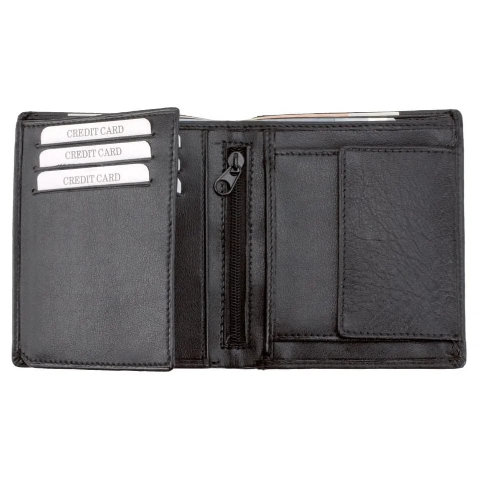 Lightpak Geldbörse Hochformat Schwarz Nappaleder 10,5x9
