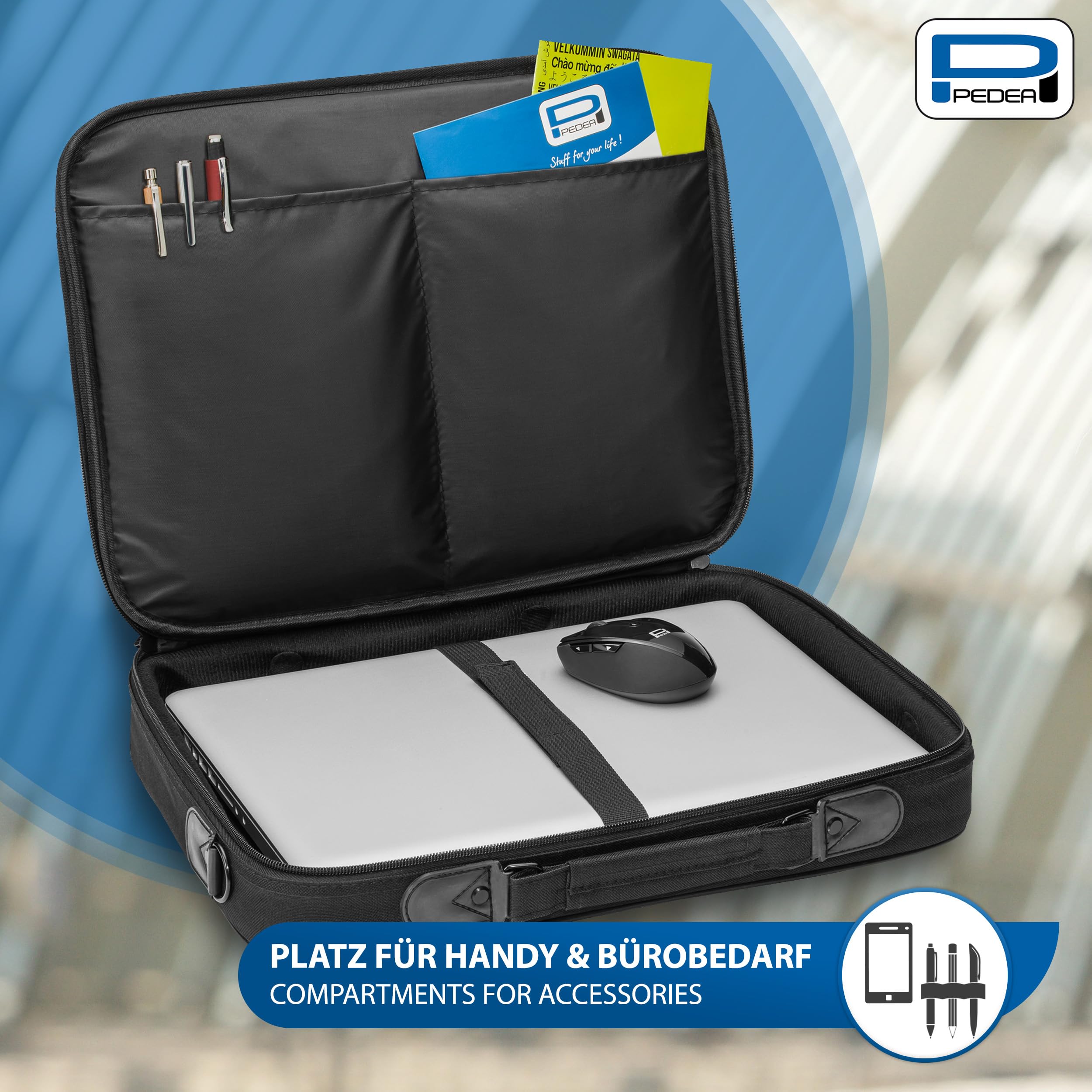 Pedea Fair 15,6 Zoll Laptoptasche schwarz Schultergurt