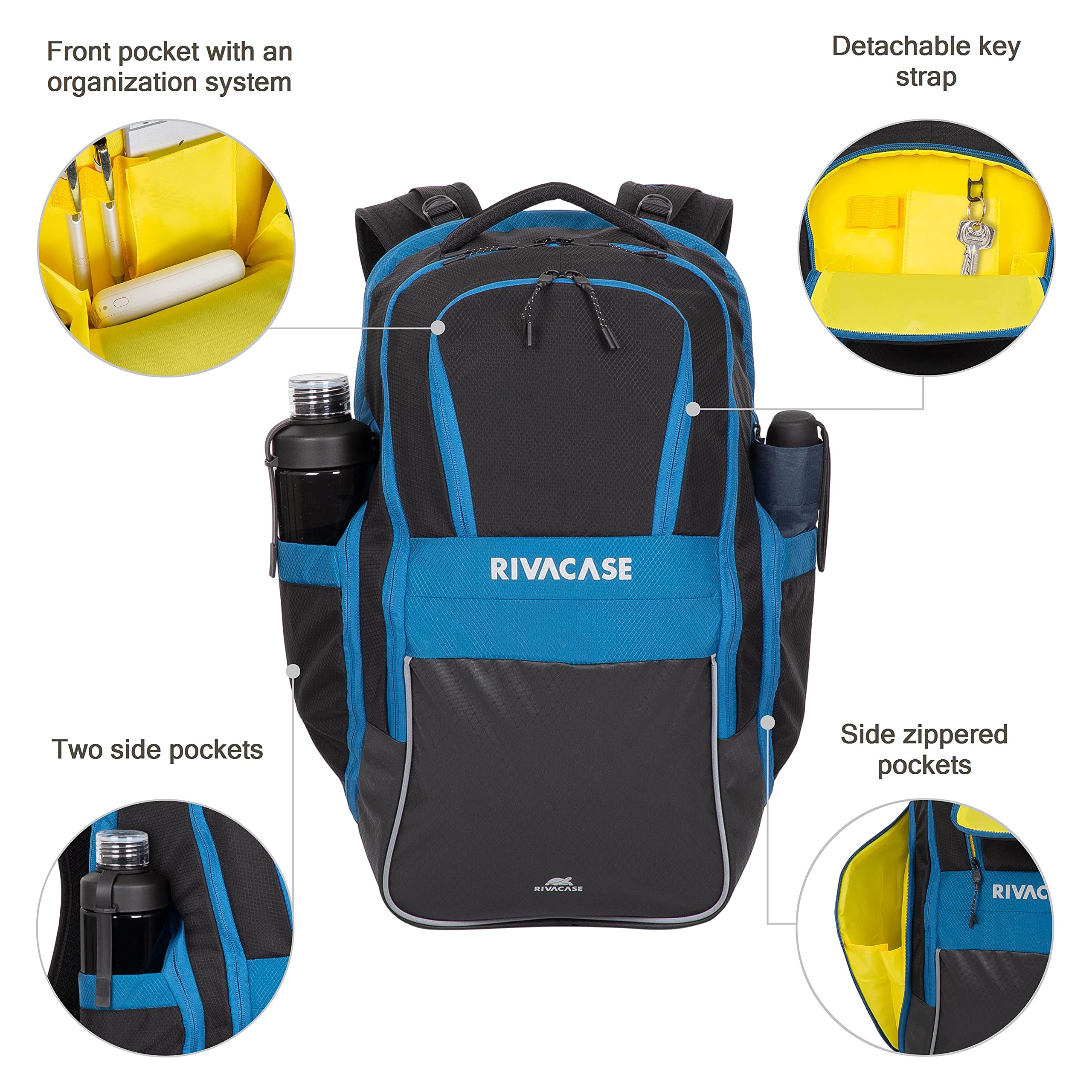RIVACASE Ipanema Laptop-Rucksack 17,3 Zoll Blau-Schwarz