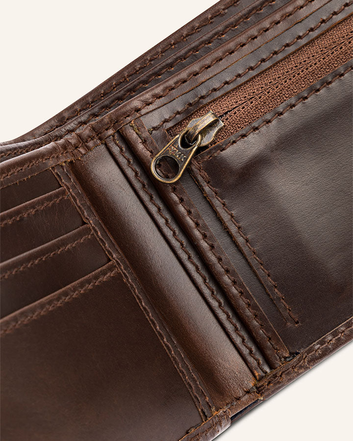 Buckle & Seam Bill Geldbörse Leder Schwarz mit Münzfach