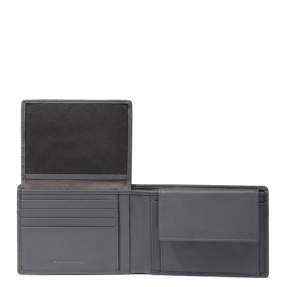 Piquadro Blue Square Geldbörse Herren Schwarz RFID Münzfach